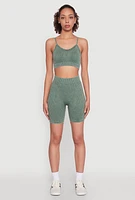 Womens Daisy Seamless Push Up Bralette with Removable Padding, Green, Size M