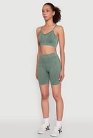 Womens Daisy Seamless Push Up Bralette with Removable Padding, Green, Size M