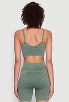 Womens Daisy Seamless Push Up Bralette with Removable Padding, Green, Size M