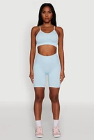 Womens Daisy Seamless Push Up Bralette with Removable Padding, Blue, Size L