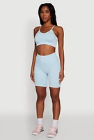 Womens Daisy Seamless Push Up Bralette with Removable Padding, Blue, Size L