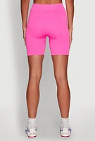 Womens Daisy Seamless High Waisted Bike Shorts for Activewear, Pink, Size M