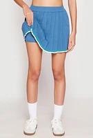 Womens Daisy Knit Varsity Stripe Pleated Skort,