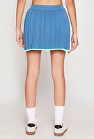 Womens Daisy Knit Varsity Stripe Pleated Skort,