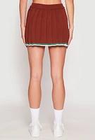 Womens Daisy Knit Varsity Stripe Pleated Skort, L