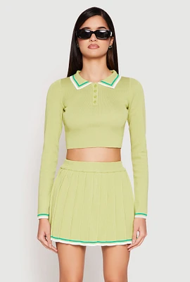 Womens Daisy Varsity Stripe Cropped Polo Shirt,