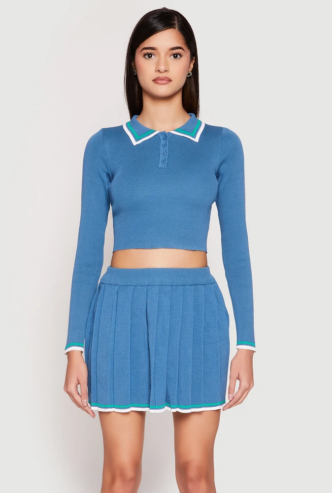 Womens Daisy Varsity Stripe Cropped Polo Shirt,
