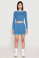 Womens Daisy Varsity Stripe Cropped Polo Shirt,