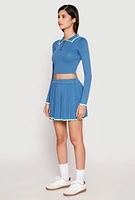 Womens Daisy Varsity Stripe Cropped Polo Shirt,