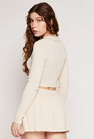Womens Daisy Long Sleeve Cropped Polo Shirt