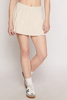 Womens Daisy High Waisted Pleated Mini Skirt, Khaki, Size L
