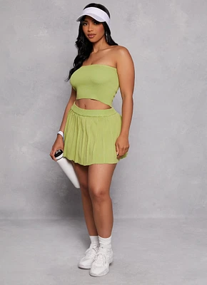 Womens Daisy Pleated Mini Skort, Green, Size S