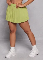 Womens Daisy Pleated Mini Skort, Green, Size S