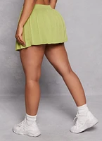 Womens Daisy Pleated Mini Skort, Green, Size S