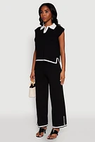 Womens Daisy Contrast Trim Cap Sleeve Blouse,