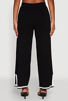 Womens Daisy Contrast Trim Wide Leg Pants,