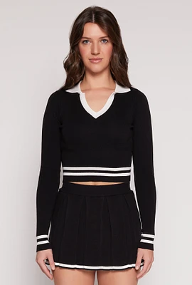 Womens Daisy Varsity Stripe Detail Crop Top,