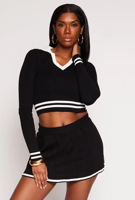 Womens Daisy Varsity Stripe Detail Crop Top,