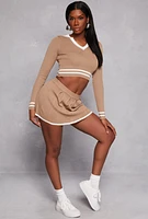 Womens Daisy Varsity Stripe Detail Crop Top,