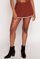 Womens Daisy Contrast Trim Pleated Skirt,