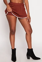 Womens Daisy Contrast Trim Pleated Skirt,