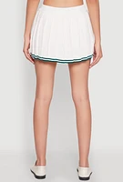 Womens Daisy Pleated Varsity Stripe Skort, White, Size XL