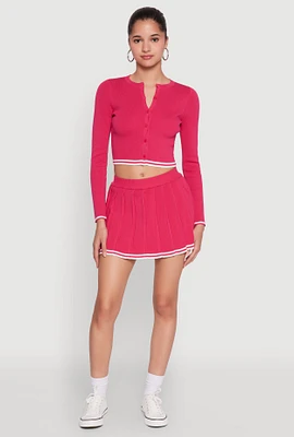 Womens Daisy Pleated Varsity Stripe Skort,