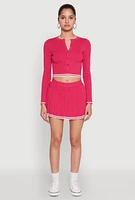 Womens Daisy Pleated Varsity Stripe Skort, Pink, Size L
