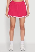 Womens Daisy Pleated Varsity Stripe Skort, Pink, Size L