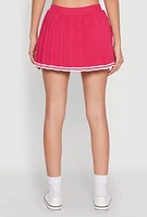Womens Daisy Pleated Varsity Stripe Skort, Pink, Size L