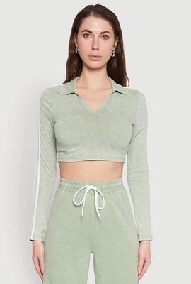 Womens Daisy Mineral Wash Varsity Stripe Crop Top,