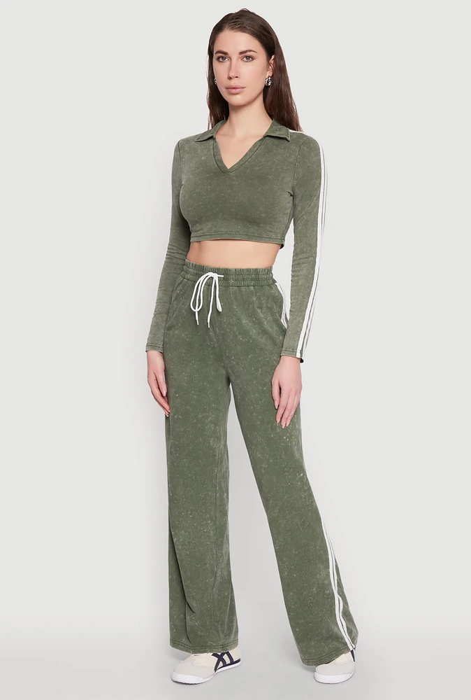 Womens Daisy Mineral Wash Varsity Stripe Sweatpants,