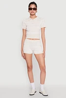 Womens Daisy Striped Shorts,