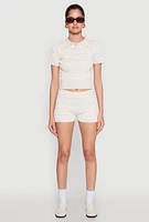 Womens Daisy Striped Shorts,