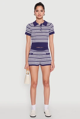 Womens Daisy Striped Shorts,