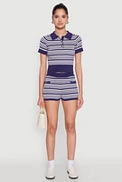 Womens Daisy Striped Shorts,