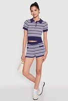 Womens Daisy Striped Shorts,