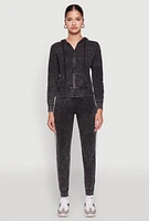 Womens Daisy Mineral Wash Drawstring Waist Varsity Stripe Joggers, Black, Size L