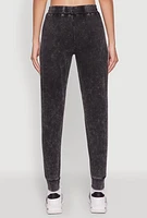 Womens Daisy Mineral Wash Drawstring Waist Varsity Stripe Joggers, Black, Size L