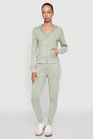 Womens Daisy Mineral Wash Drawstring Waist Varsity Stripe Joggers,