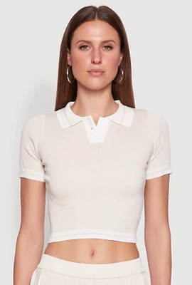 Womens Daisy Varsity Stripe Cropped Polo Shirt,