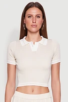 Womens Daisy Varsity Stripe Cropped Polo Shirt,
