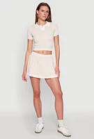 Womens Daisy Varsity Stripe Cropped Polo Shirt,