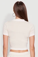 Womens Daisy Varsity Stripe Cropped Polo Shirt,