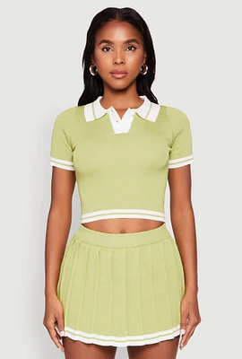 Womens Daisy Varsity Stripe Cropped Polo Shirt,