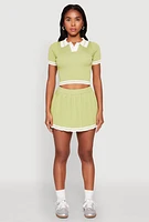 Womens Daisy Varsity Stripe Cropped Polo Shirt,