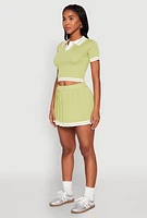 Womens Daisy Varsity Stripe Cropped Polo Shirt,