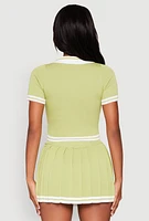 Womens Daisy Varsity Stripe Cropped Polo Shirt,