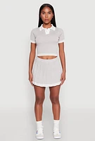 Womens Daisy Varsity Stripe Pleated Skort,