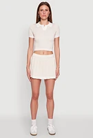 Womens Daisy Pleated Varsity Stripe Skort